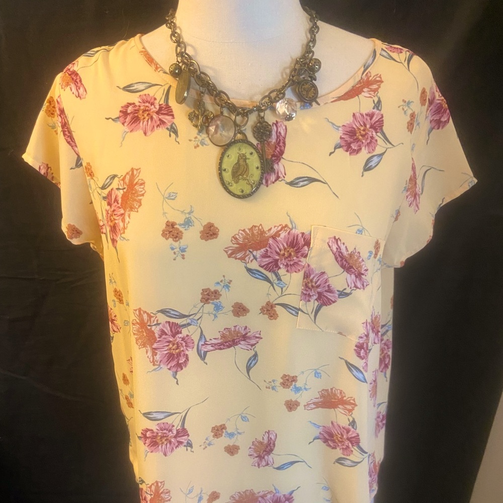 🔥NWT~ Pink Rose Vintage Lable Top